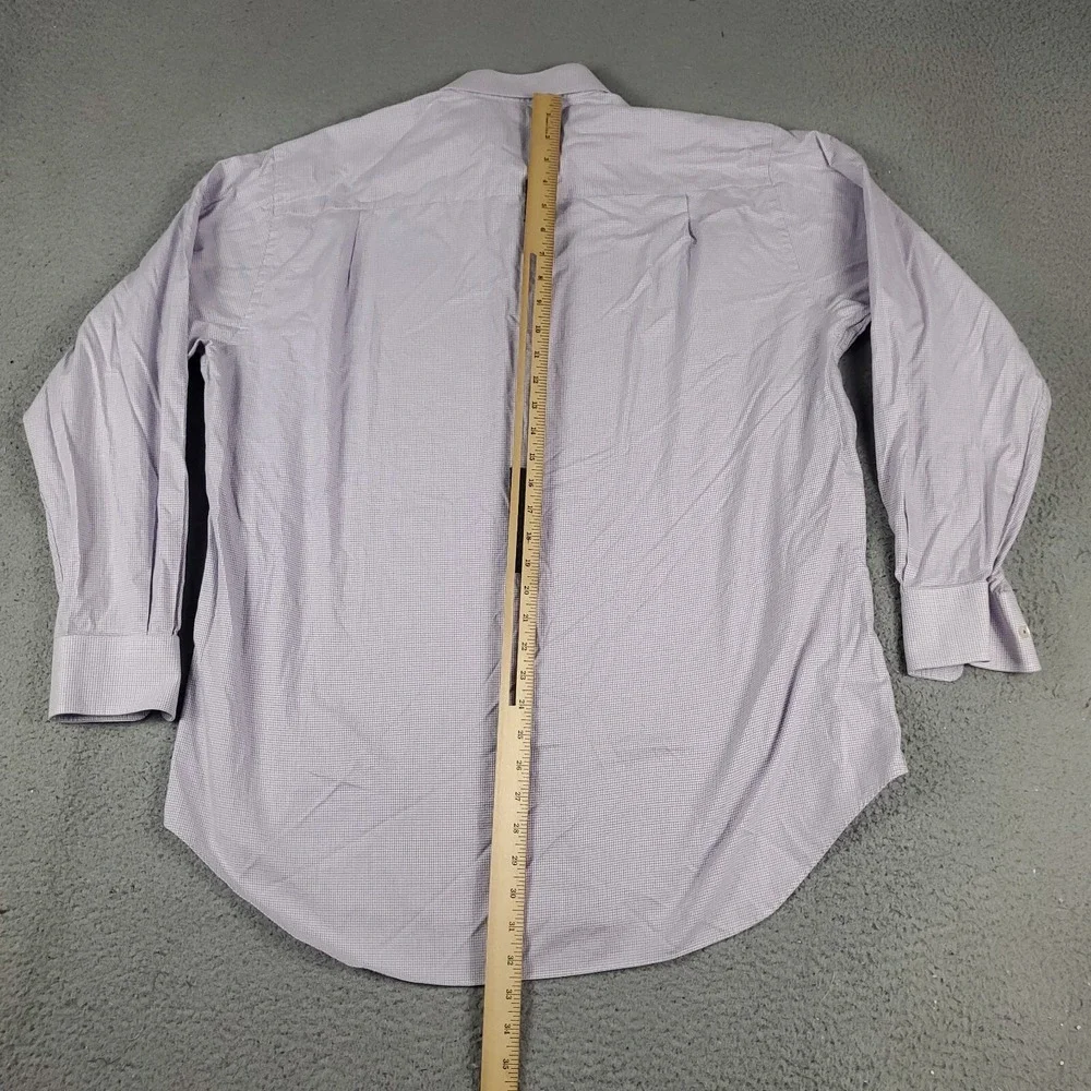 David Donahue Shirt Mens XL Purple Check Casual Button Up Long Sleeve